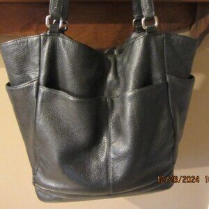 Black Leather Coach Tote.